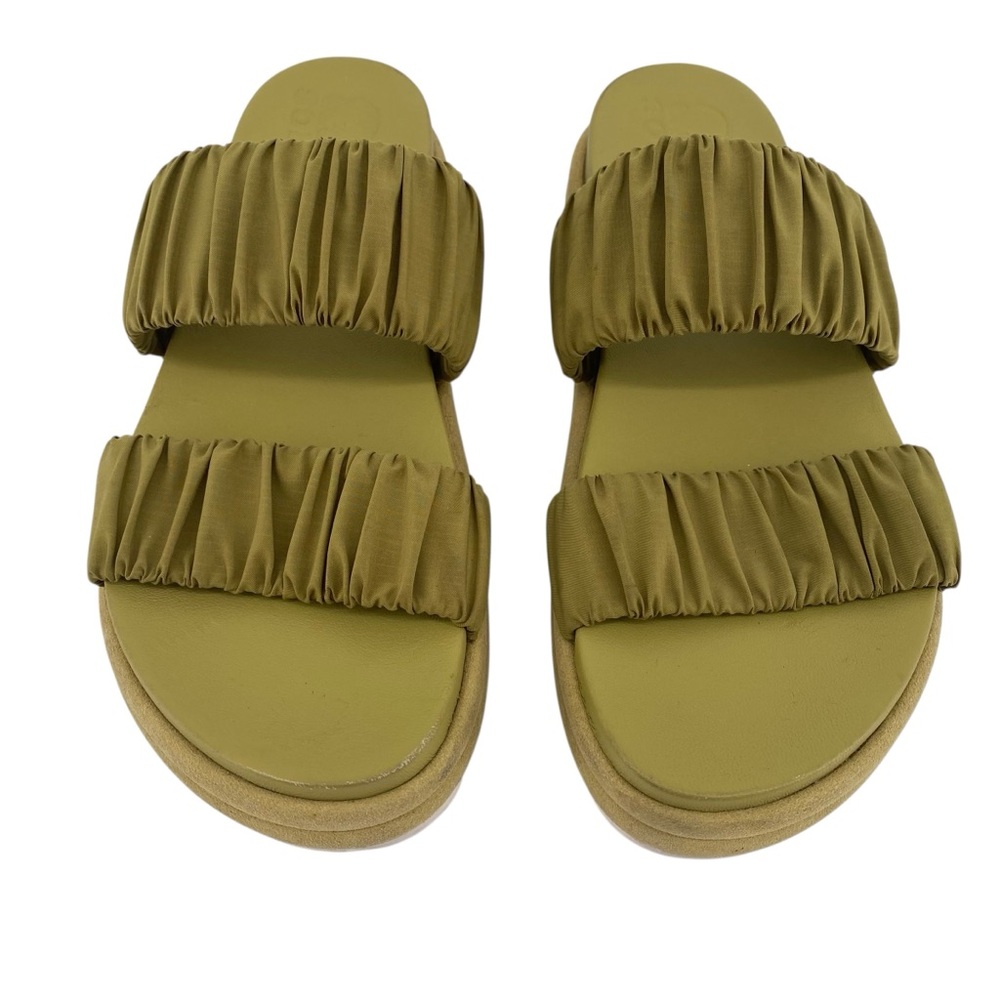 SOREL Green Ruched Double Strap Slide Sandals Women’s Size 8.5 Comfort